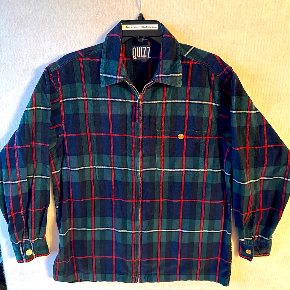 Quizz New York Women’s Shirt Jacket M Plaid Zip Up Corduroy Colorful Excellent